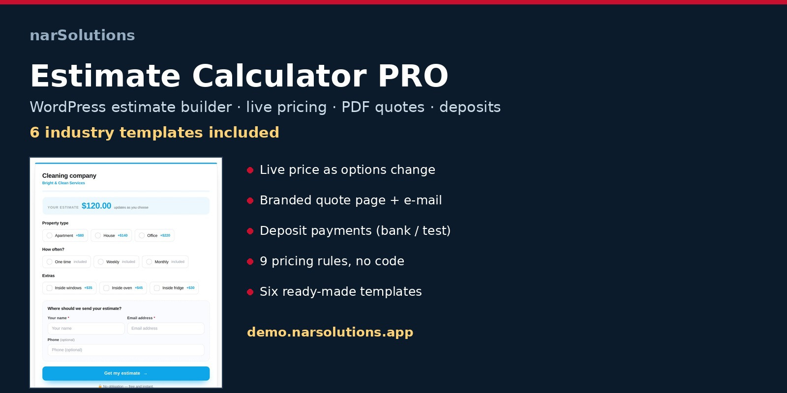 Estimate Calculator Pro - WordPress Quotes