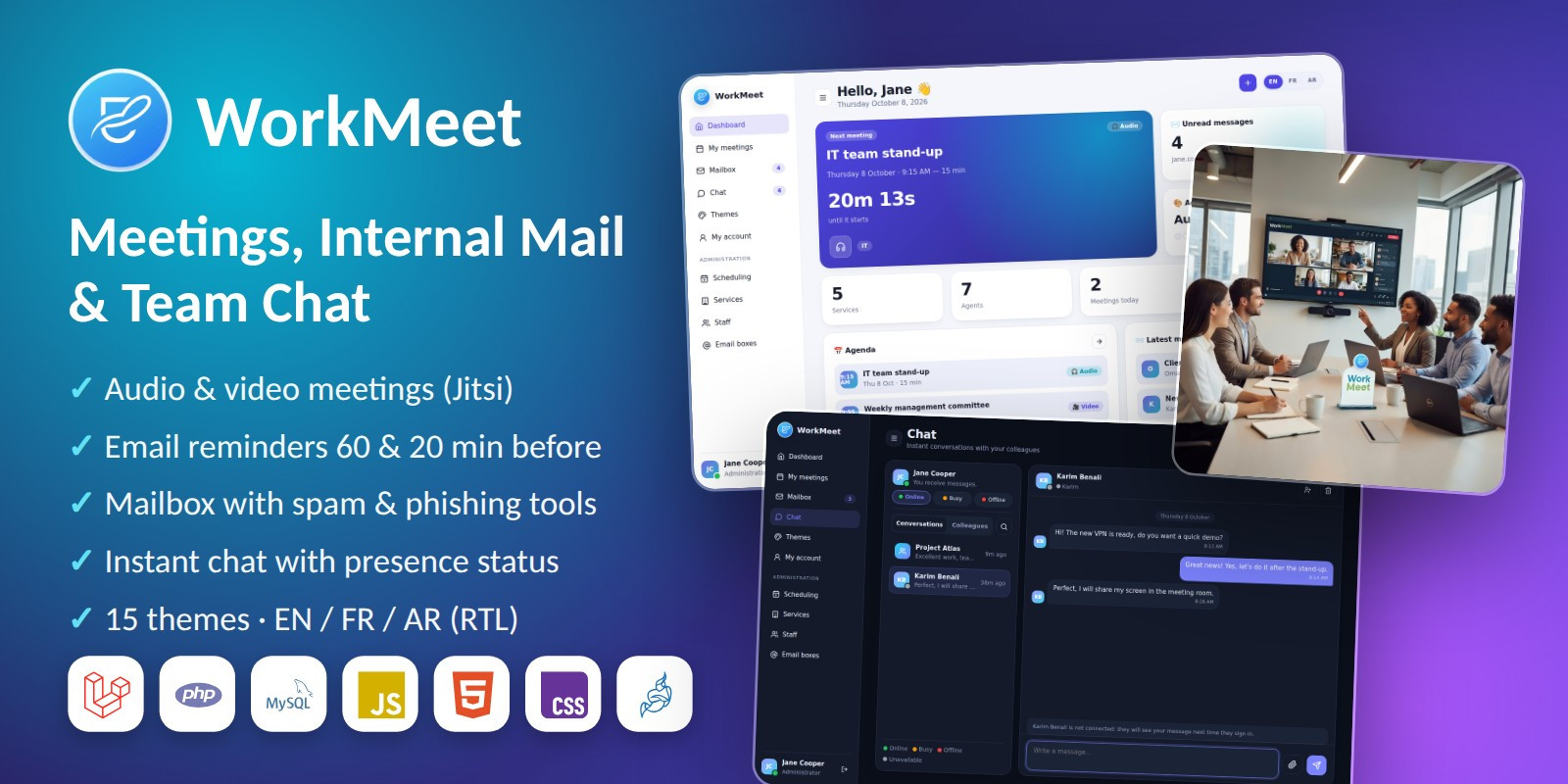 WorkMeet - Laravel Meetings and Team Chat