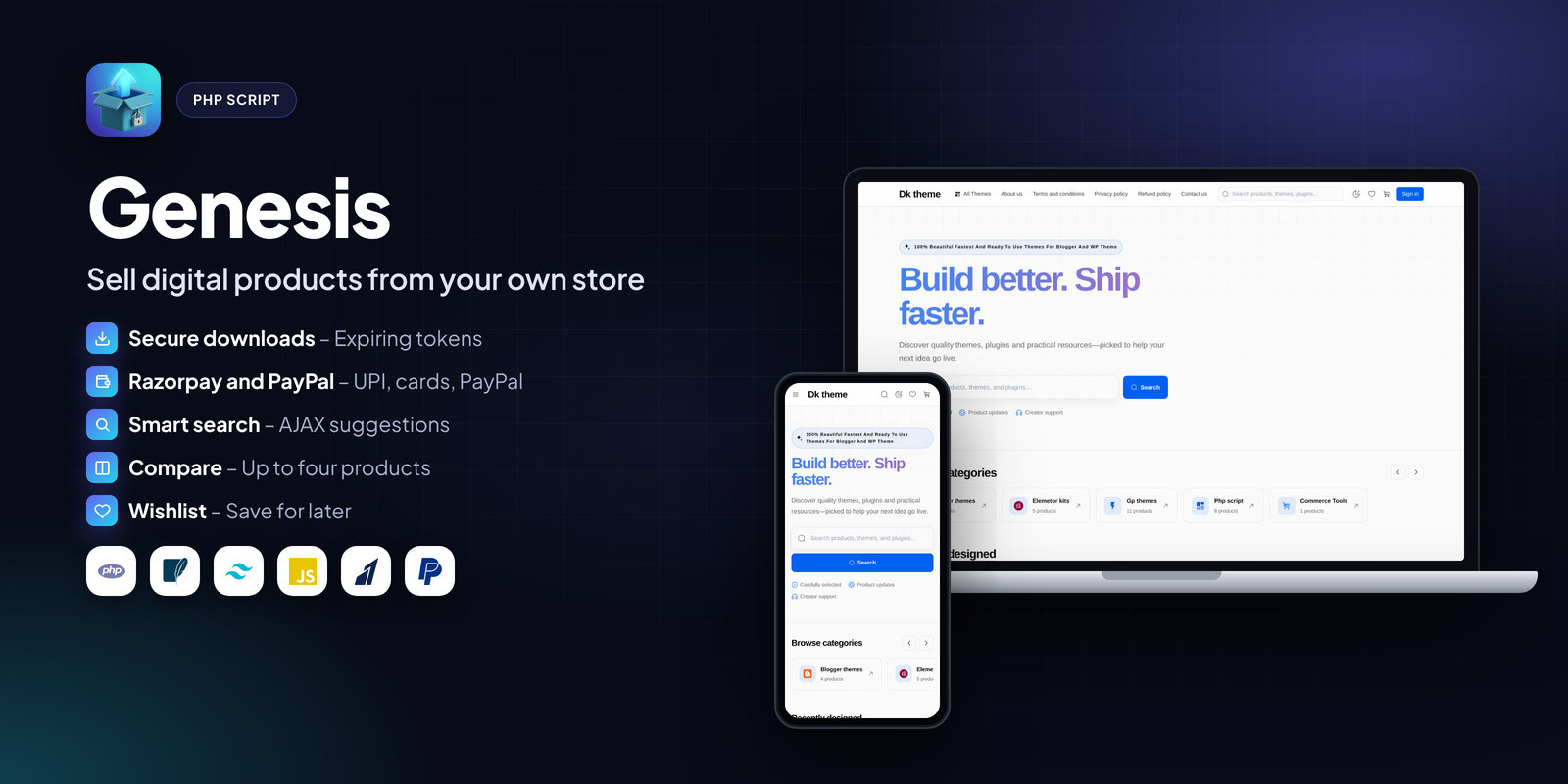 Genesis - Digital Products Marketplace PHP Script