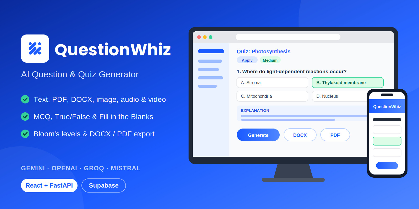QuestionWhiz - AI Quiz and Question Generator