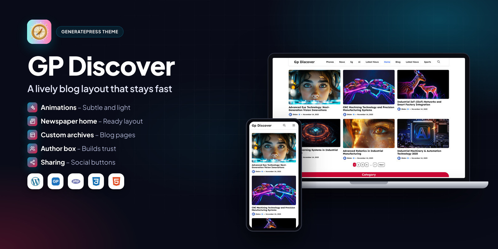 GP Discover - Animated GeneratePress Blog Theme