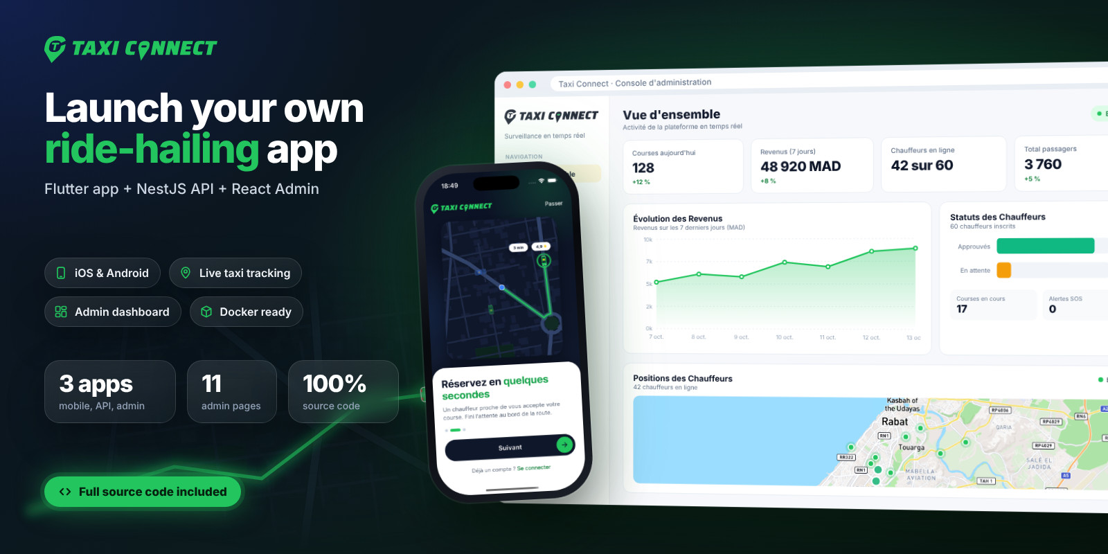 Taxi Connect - Ride Hailing App, API & Admin