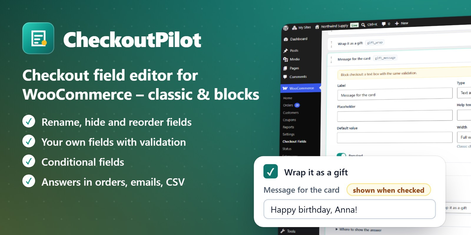 CheckoutPilot - WooCommerce Checkout Field Editor