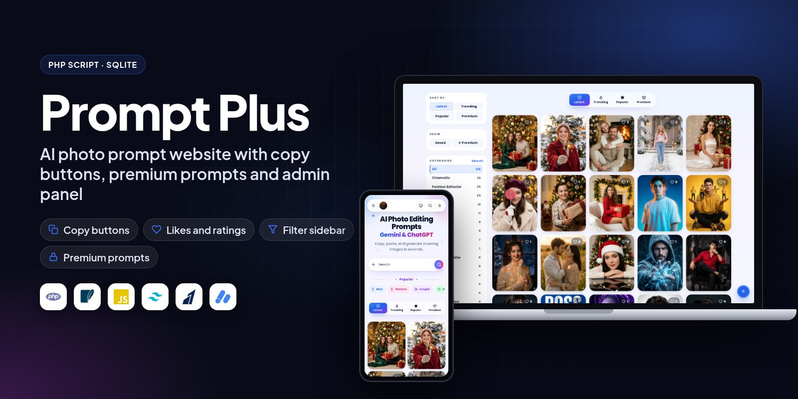 Prompt Plus - AI Photo Prompt Website PHP Script