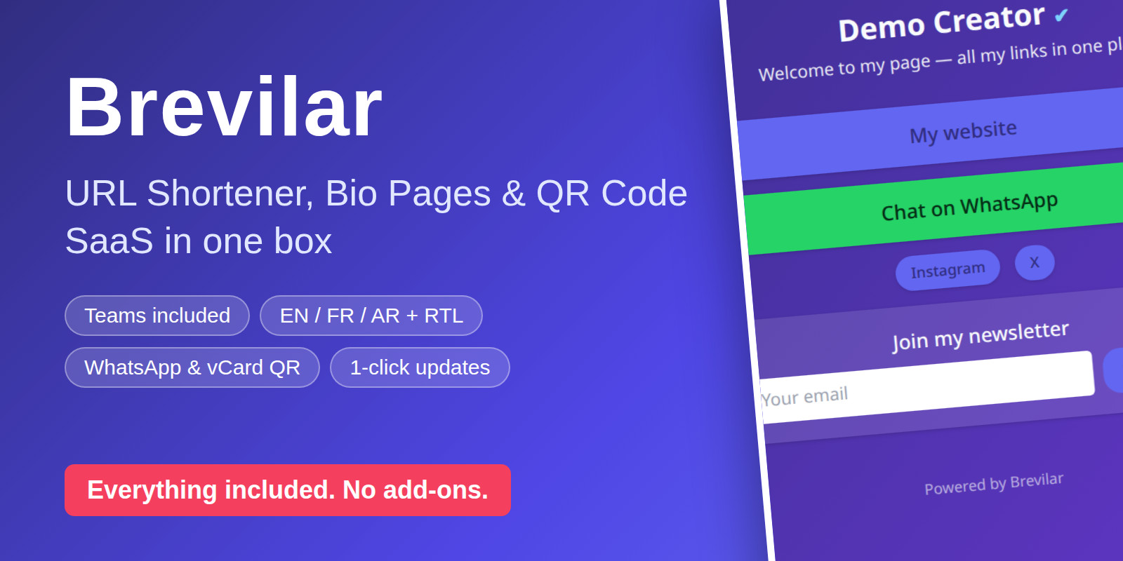 Brevilar - Links, Bio Pages and QR SaaS