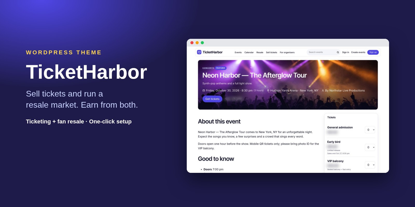 TicketHarbor - Event Ticketing WordPress Theme