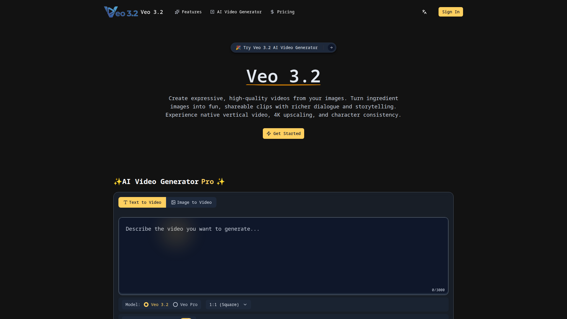 Veo 3.2 4K AI Video Generator