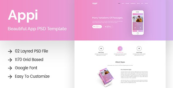 Appi - App Landing PSD Template