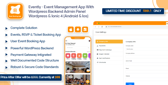 Evently - Event Calendar Mobile App Full Working Solution With WordPress Backend like Eventon