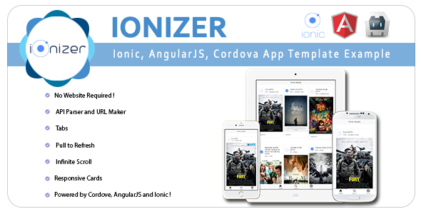 Ionizer - Ionic, AngularJS & Cordova App Template & Example