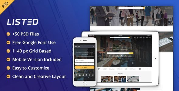 Listed - List Directory PSD Template