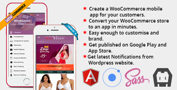 Woobazaar Full Mobile Application for Woocommerce Ionic 3