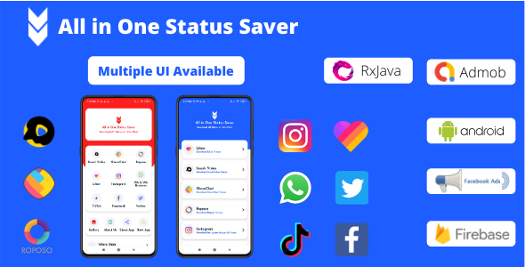 All in One Status Saver - SnackVideo, ShareChat, Roposo, Likee, Whatsapp, FB, Insta, TikTok, Twitter