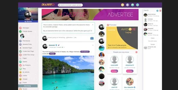 Awesome-Theme for WoWonder Social PHP Script