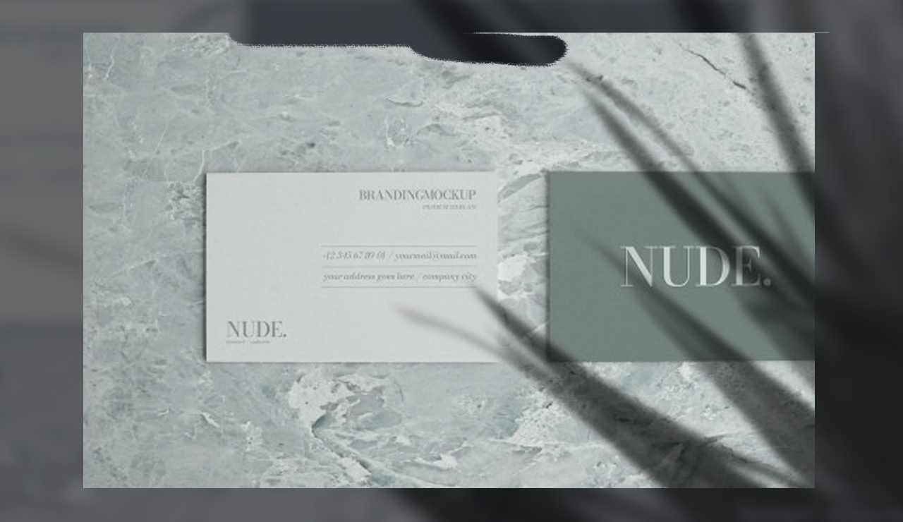 Elegant business card mockup with marble background Free Psd