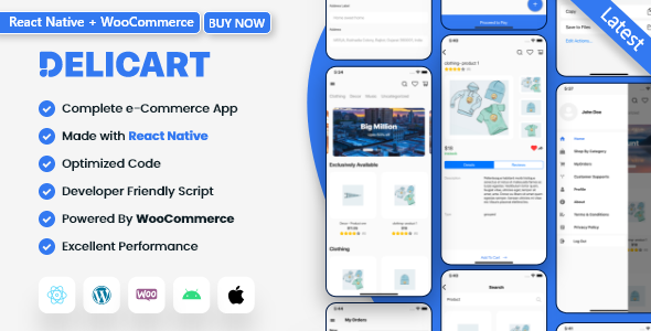 WooCommerce React Native Full App for Ecommerce - Delicart