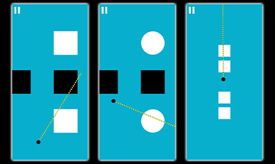 Aim (Hyper Casual Unity Game With Admob) - Drag the finger on the screen to aim, release the finger to shoot the ball.Try to ricochet the ball off the obstacles in a way that will clear the level.