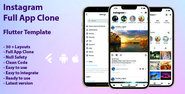 instagram full app clone template flutter / flutter instagram template