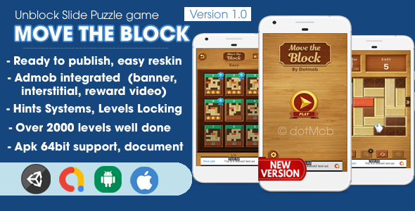 Move The Block - Unblock Game Unity Complete