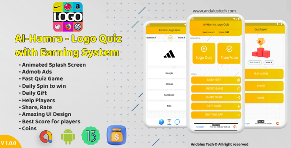Al-Hamra - Logo Quiz with Earning System Android Source Code with Admob