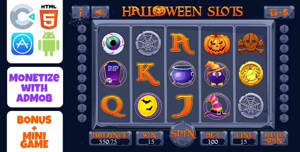 Halloween Slot Premium HTML5,Construct3 Mobile,Desktop