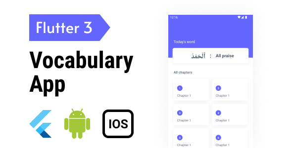 Vocabulary app frontend code with quiz feature - flutter android and ios