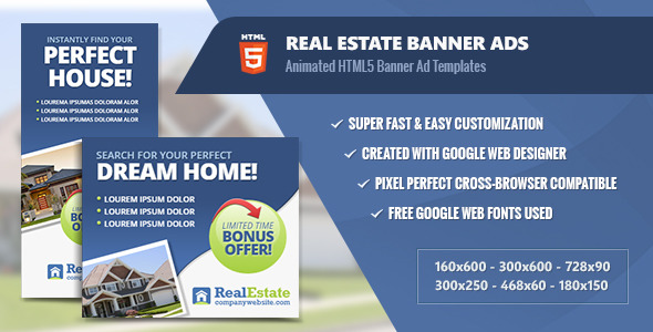 Real Estate Banner Ads - HTML5 Animated