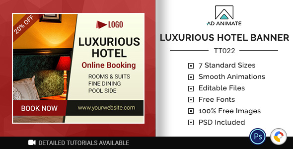 Tour & Travel | Luxurious Hotel Booking Banner (TT022)