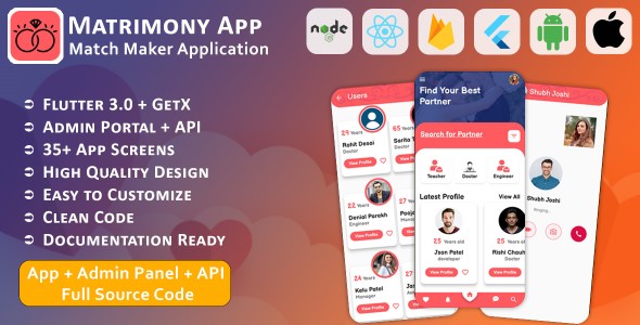 Matrimony | Match Maker | Life Partner | Full Project | Mobile App | Admin Panel | API + Database