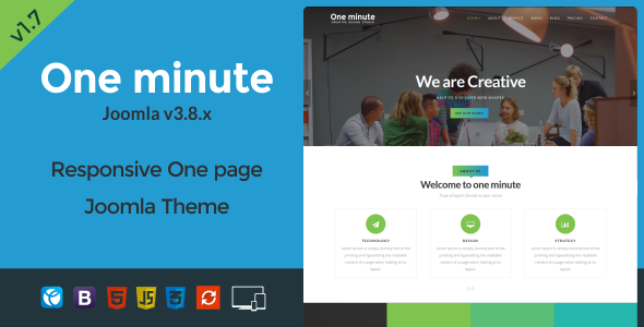 One minute - Responsive One Page Joomla Template