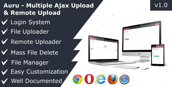 Auru - Multiple Ajax Upload & Remote Upload I Bulk/Mass Delete I File Manager