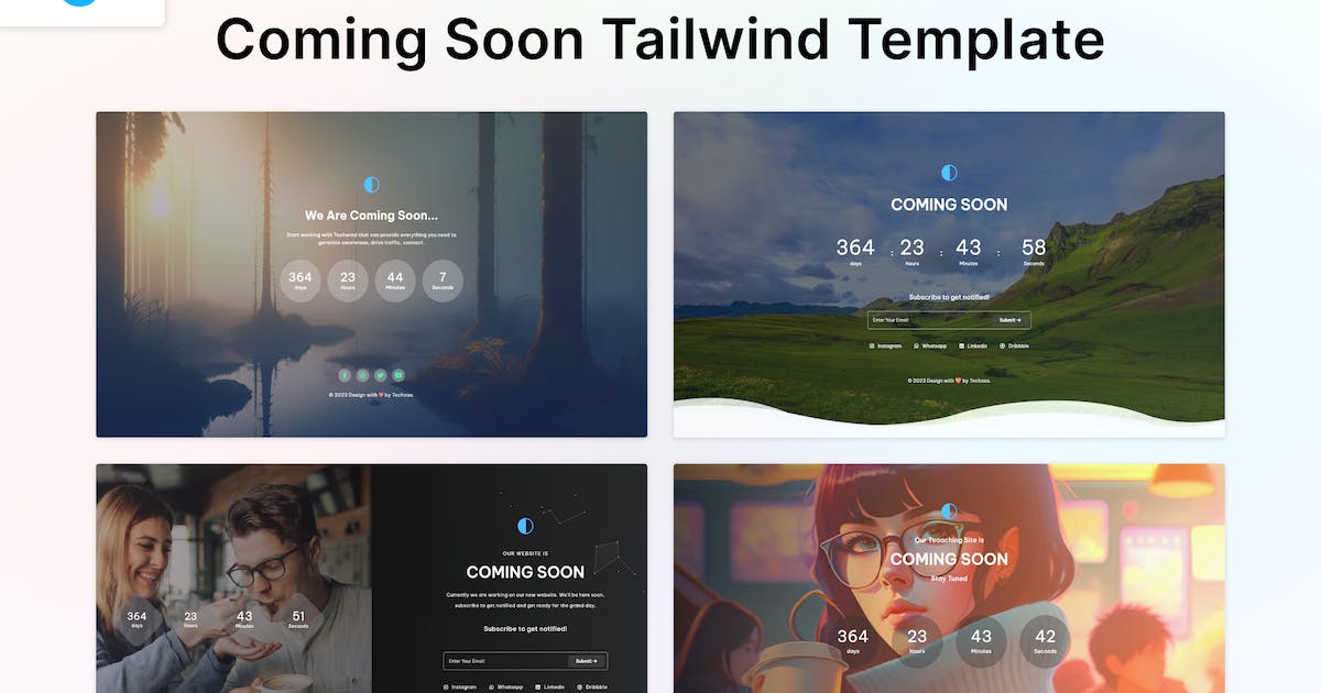 Coming Soon HTML Tailwind Template - Techsoon