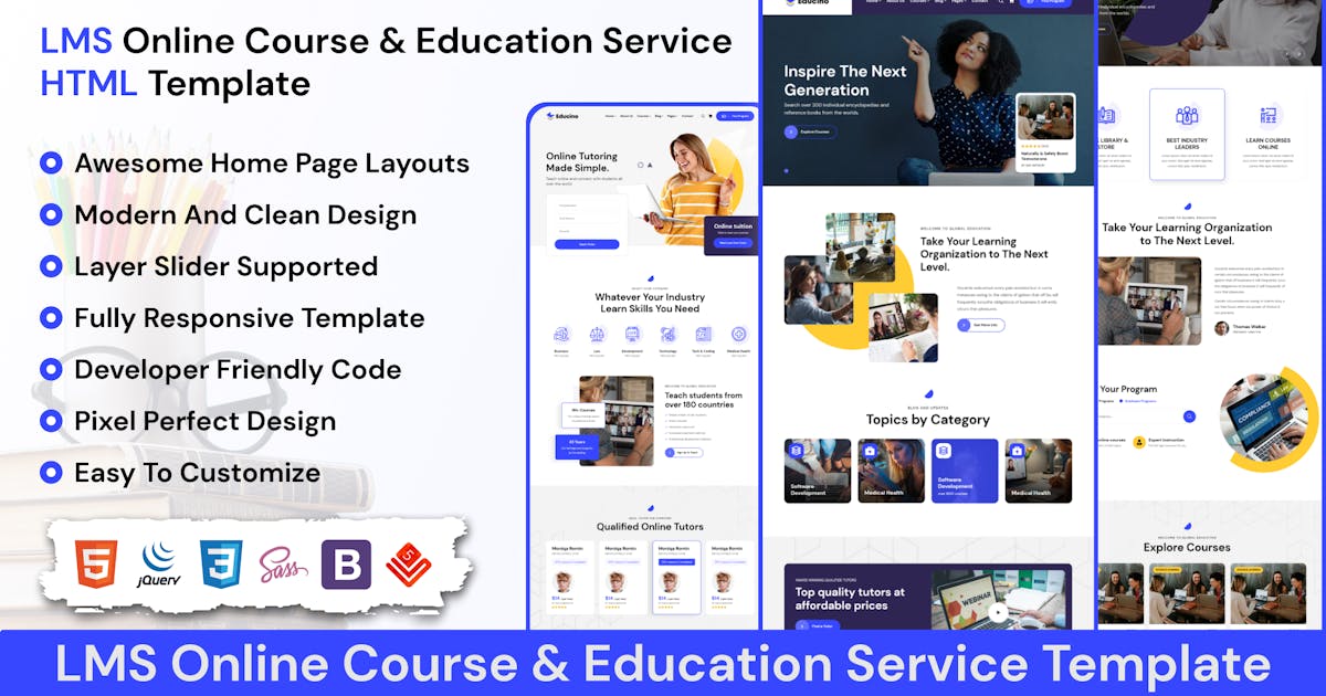 Educino - LMS, Course & Education HTML Template