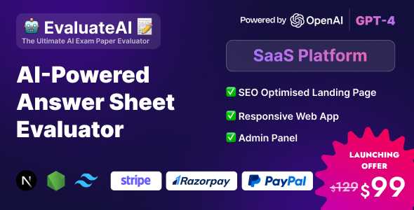EvaluateAI - AI Powered Answer Sheet Evaluator and Marksheet Generator SaaS Platform