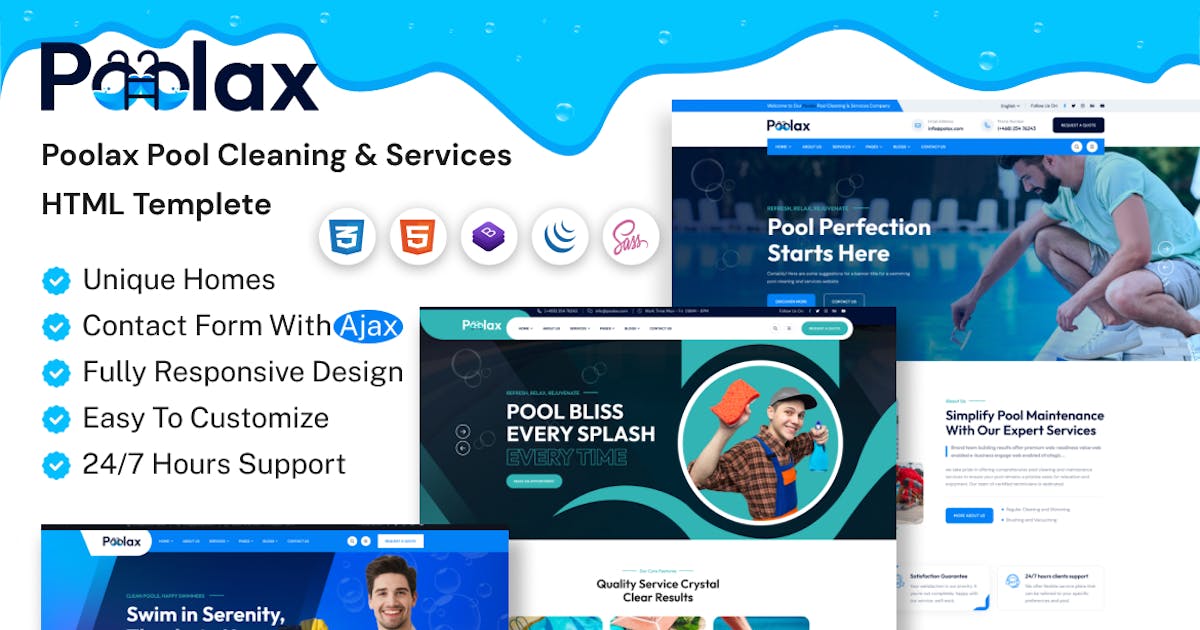 Poolax - Pool Cleaning & Services HTML Template