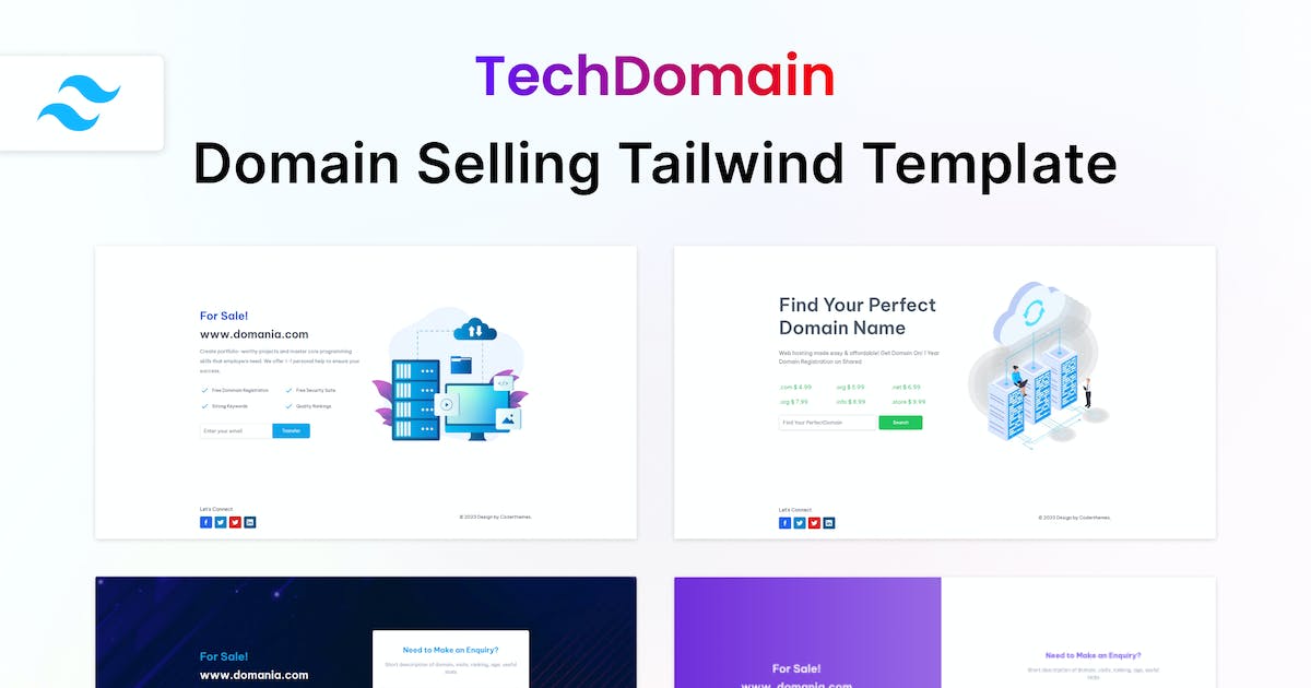 TechDomain - HTML & CSS Domain Tailwind Template