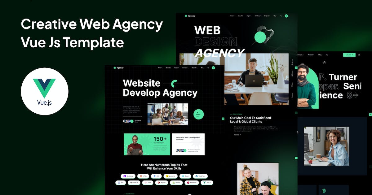 Ygency - Web Design Agency Vue Nuxt Template