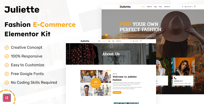 Juliette - Fashion E-Commerce Elementor Kit