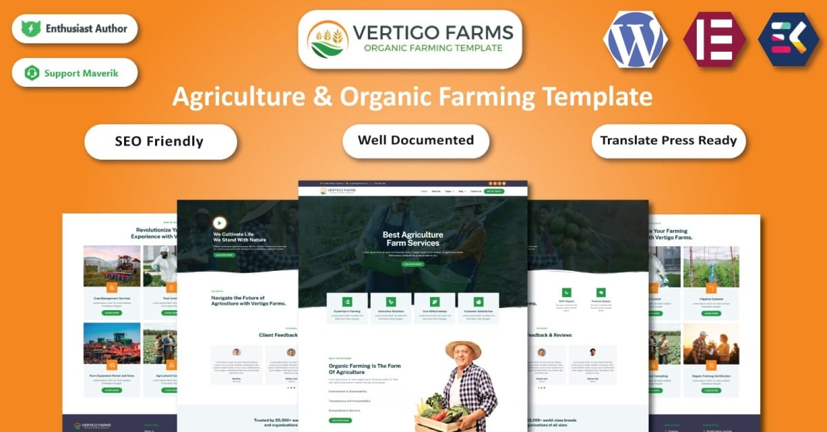 Vertigo Farms - Agriculture & Organic Farming Elementor Template