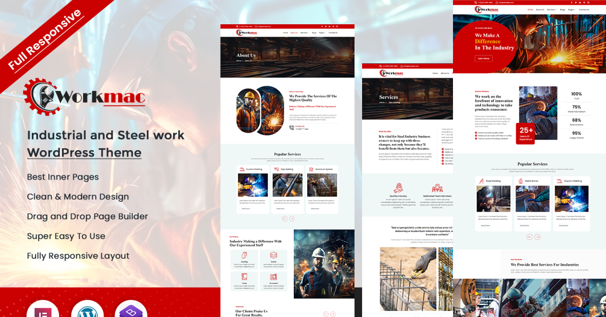 Workmac - Industrial and Steel work WordPress Theme