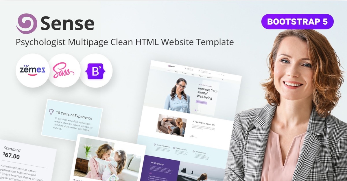 Sense - Psychologist Responsive HTML5 Bootstrap Website Template
