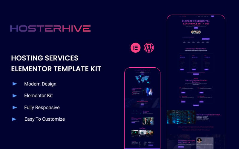 Hosterhive - Hosting & Domain Services Provider Website Template - Elementor Kit