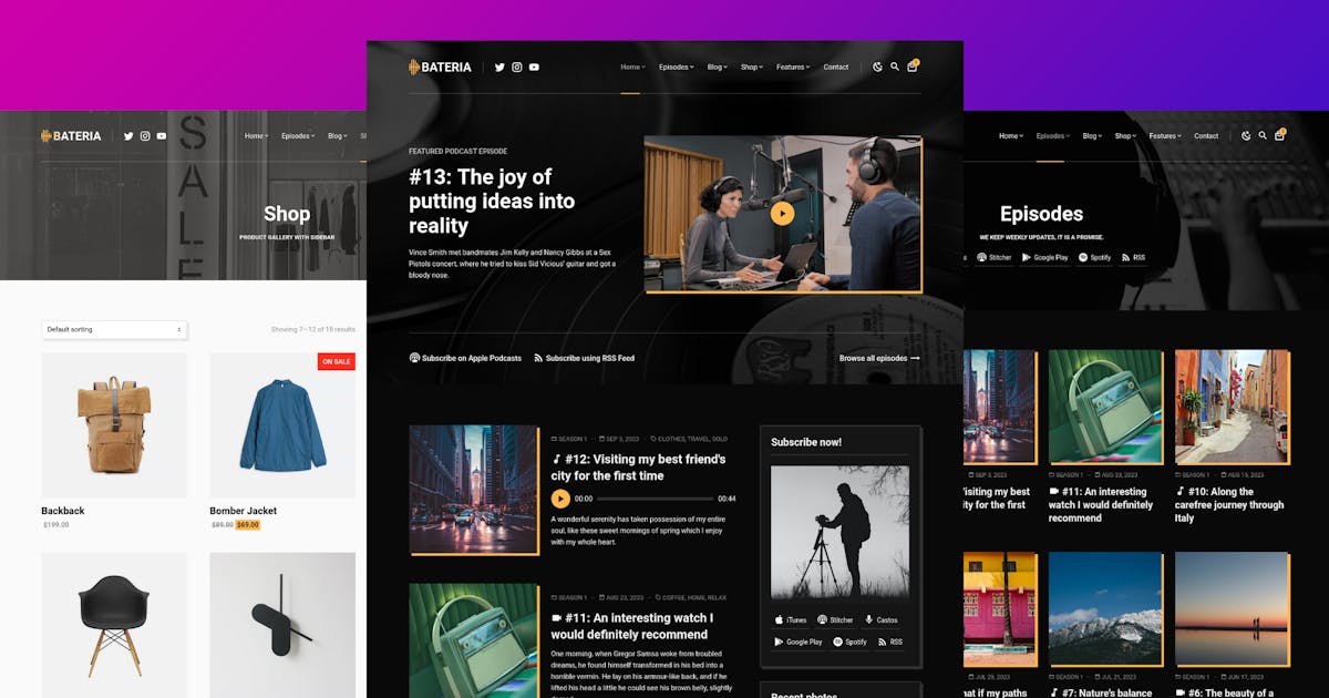 Bateria - Podcast HTML Site Template
