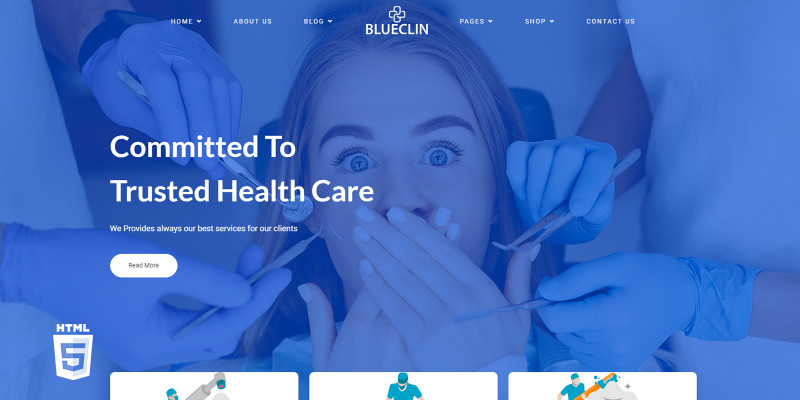 Blueclin - Medical HTML5 Website Template by Templatebae