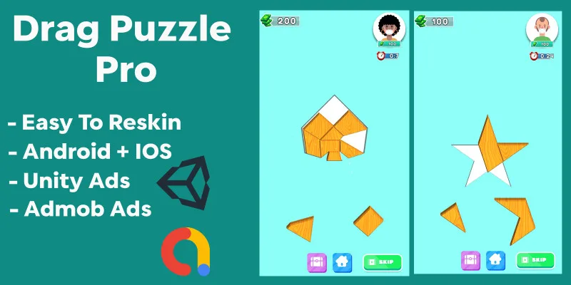 Drag puzzle Pro Unity Game by Inassdream13