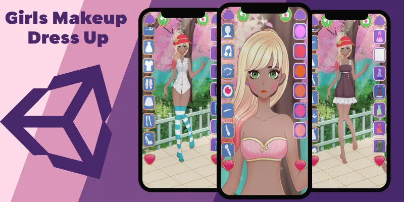Girls Makeup Dress Up Unity Game by Inassdream13