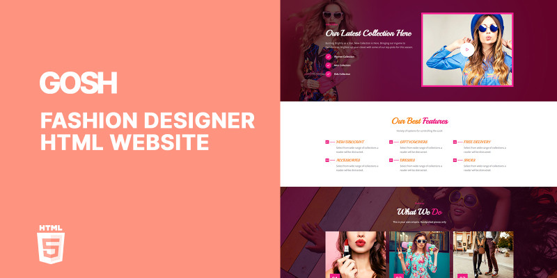 Gosh Fashion Designer Portfolio HTML5 Website by Templatebae
