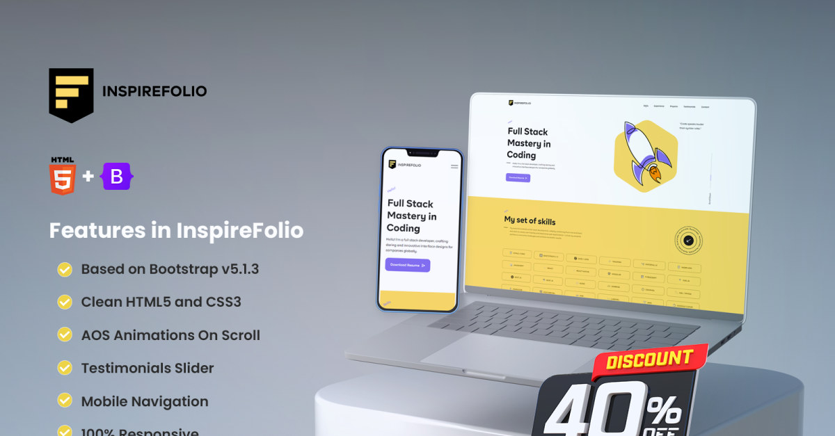 InspireFolio - Personal Portfolio HTML Template - Resume Template