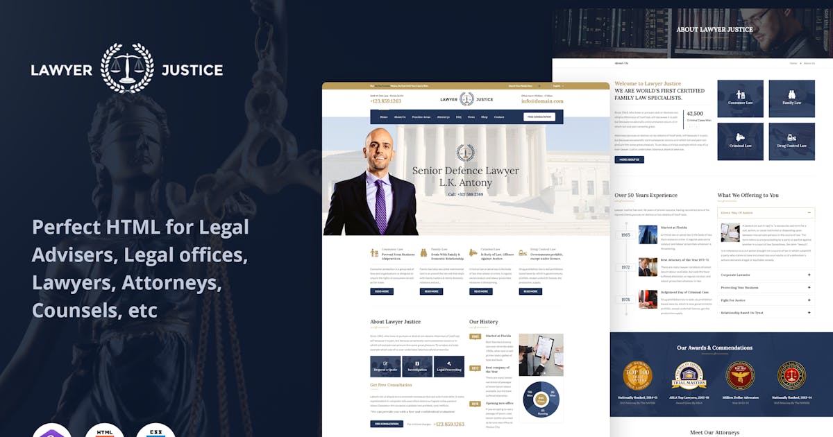Lawyer & Justice - Attorney HTML Template