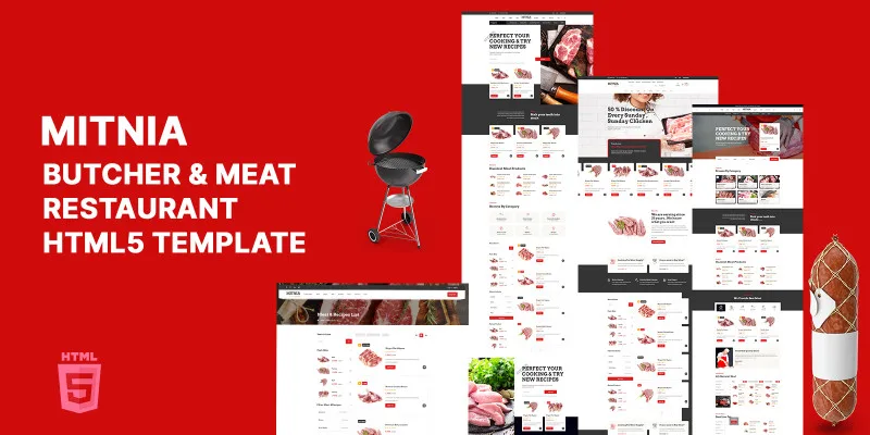 Mitnia Burcher Market HTML5 Website Template by Templatebae